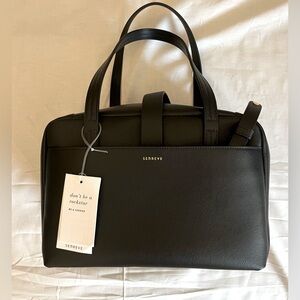 NWT Senreve Black Pebbled Noir Leather Doctor Bag